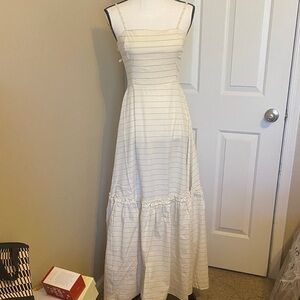 WeWoreWhat Cream Striped Smocked Maxi Dress sz 4 NWT
